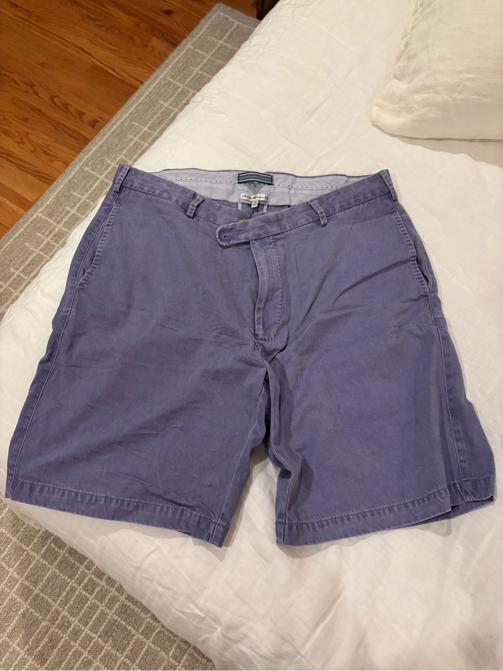 Peter Millar Lavender-Blue Flat Front Cotton Shorts